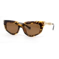 thumbnail image 2 of Luxury Chain Jewel Arm Squared Cat Eye Sleek Plastic Sunglasses Tortoise - Brown, 2 of 4