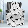 thumbnail image 4 of Dinosaur Soft Flannel Fleece Throw Blanket, Composition Different Dinosaurs Silhouettes Their Names Evolution Wildlife, Cozy Plush for Indoor and Outdoor Use, 50" x 60", Black White, by Ambesonne, 4 of 5