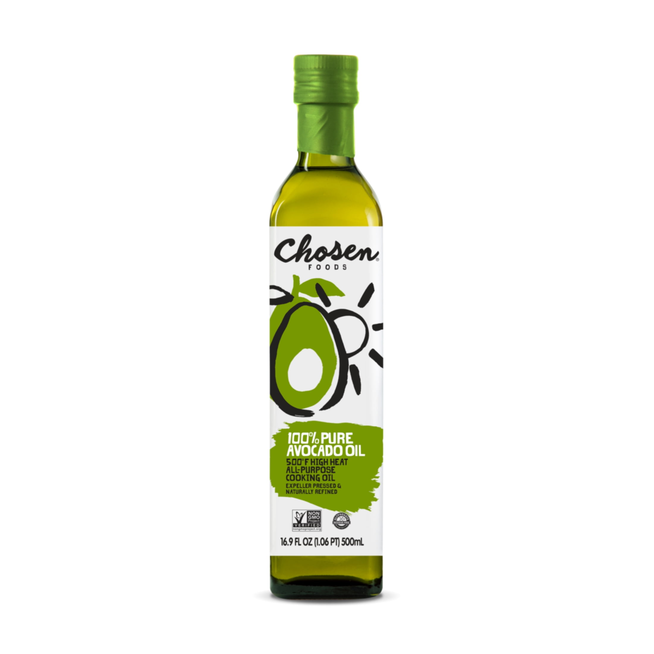 Chosen Foods 100 Pure Avocado Oil, 16.9 floz Glass Bottle, NonGMO