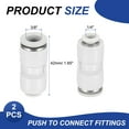 thumbnail image 2 of Uxcell 2 Pcs Push to Connect Fittings Reducing 3/8" Tube OD x 1/4" Tube OD Straight Pneumatic Quick Connector, White, 2 of 7