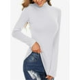 thumbnail image 5 of Women's Turtleneck Long Sleeve Shirts Casual Basic T Shirts Lightweight Base Layer Solid Slim Fit Tops, 5 of 6