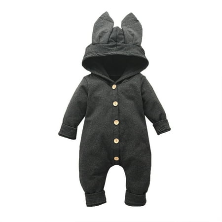 

Binmer Toddler Kids Boys Girls Cute Cartoon Rabbit Ears Solid Color Cotton Romper