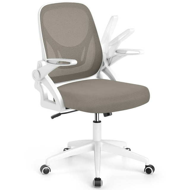 Costway Mesh Office Chair with Lumbar Support & Flip-up Arms Rolling Casters for Work