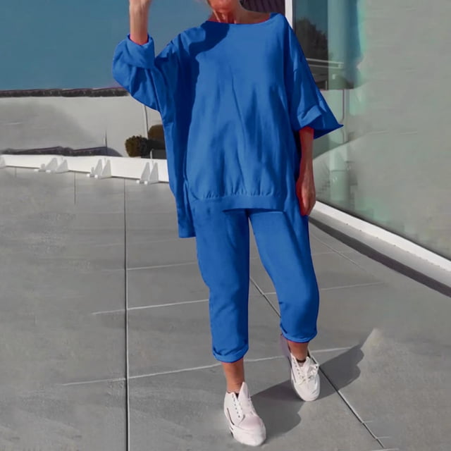 Tenues de Sport pour Femmes Survêtements à Manches Longues Chandail Col Rond Chandail en Molleton et Pantalon de Survêtement