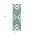 thumbnail image 4 of HomeRoots 507297 2 x 8 ft. Blue Geometric Stain Resistant Indoor & Outdoor Rectangle Area Rug, 4 of 5