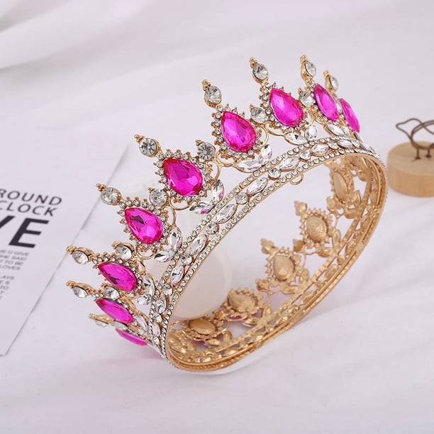 Nvzi Tiara de boda para novia, diadema de princesa, corona de novia, joyería para el cabello con diamantes de imitación de cristal,graduación, boda, fiesta de disfraces (P)