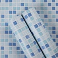 thumbnail image 1 of Papel tapiz de azulejo autoadhesivo azul, 60x300cm, estilo mosaico, pegatina de pared, película decorativa impermeable para azulejos de pared de baño y cocina JAMW Sencillez, 1 of 5