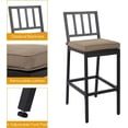 thumbnail image 3 of Outdoor Patio Bar Set, Bar Height Patio Dining Set, Weather-Resistant Bistro Counter Pub Set with Cushions & Slatted Tabletop for Backyard (Black, 47" Wide Table, 4 Vertical Back stools), 3 of 6