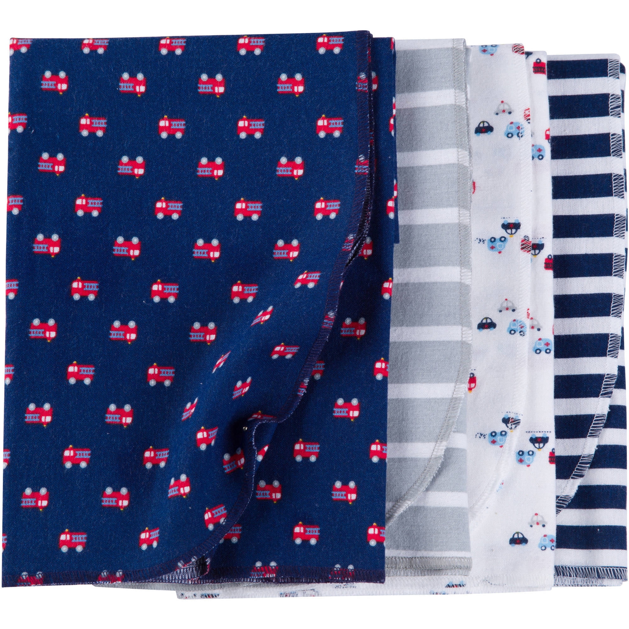 Gerber Newborn Baby Boy Flannel Receiving Blankets, 4Pack
