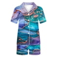 thumbnail image 4 of Jamicy Pyjama Doux pour Femmes Mode Décontractée Imprimé Manches Courtes Col à Revers avec Shorts Ensemble de Pyjama Confortable et Ample pour la Maison, 4 of 4