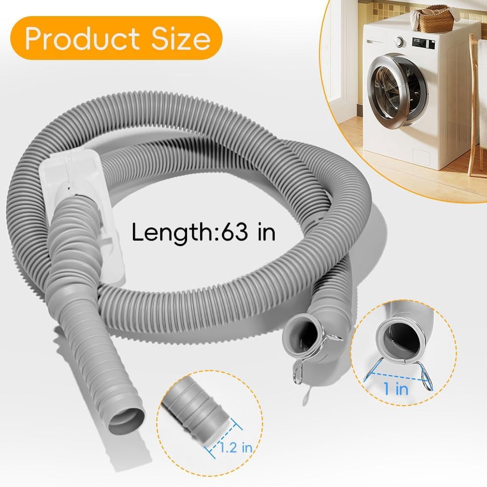 Plastic Washer Drain Hose AEM73732901 for LG Kenmore, Compatible modle AEM74053001 MEGJ62685201 PS8749199 5215EA1001A AEM73653001
