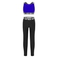 thumbnail image 2 of ZDHOOR Kids Girls 2Pcs Dance Sports Outfit Crop Top with Athletic Jogging Leggings Yoga Suit Set Sapphire 14, 2 of 6