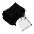 thumbnail image 1 of 100 bolsas de organza transparente para regalos de boda con cordón, bolsas de malla para joyería, fiestas, joyas, festivales, maquillaje, color negro., 1 of 7