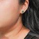 thumbnail image 5 of JeenMata Pendientes con Halo de Piedra Natal de Mayo y Esmeralda de Talla Redonda de 1,25 Quilates en Oro Blanco de 18 K sobre Plata, 5 of 5