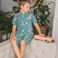 thumbnail image 4 of Fotbe Teal Mama Llama Pijama Estampada de 2 Piezas para Niños – Ropa de Dormir de Manga Corta Cómoda para Niños y Niñas, Camiseta y Shorts de Algodón-X-Large, 4 of 6