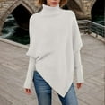 thumbnail image 3 of Byworldtasic Women's Sweater Women's Long Sleeve Turtleneck Knit Sweater Asymmetric Hem Oversized Fall Winter Sweaters Casual Pullover Jumper Tops, 3 of 3