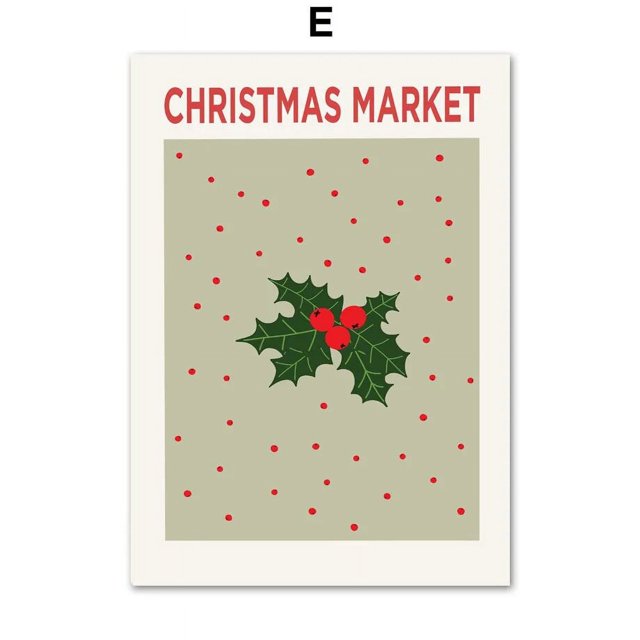 Carteles de Feliz Navidad, muñeco de nieve, Papá Noel, pino, árbol, bosque, pájaro, coche, regalo, arte de pared, impresiones en lienzo, imágenes, vacaciones, decoración del hogar