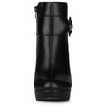 thumbnail image 3 of Botines de tacón alto grueso con plataforma y decoración de lazo para mujer Negro 40, 3 of 7