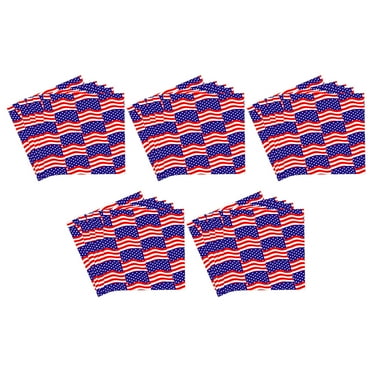 yulier Lot de 25 Serviettes en Papier pour le 4 Juillet Patriotiques Drapeau Américain Serviettes Jetables 6.5x6.5in Étoile et Rayures Fournitures pour Fête à la Maison Cuisine
