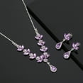 thumbnail image 5 of Juwaliy Women Bridal Jewelry Set Teardrop Crystal Necklace Earrings for Bride Bridesmaid Wedding Party Prom Gift-Violet, 5 of 5