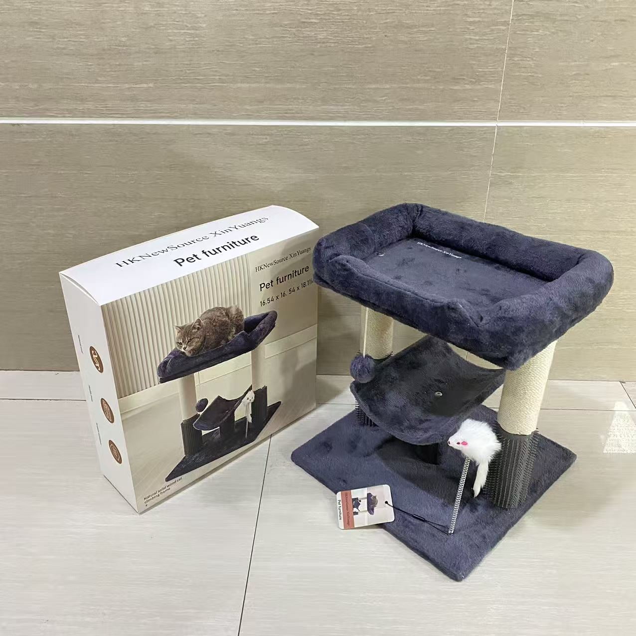 HKNewSource XinYuangs Pet furniture,Cat Tree Tower for Indoor Cats, Tall Cat Scratching Post with Large Bed for Maine Coon Big Cats, Stable Cat Stand, Removable Cover-Gray