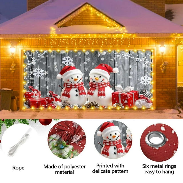 Ofertas Relámpago, Banner para puerta de garaje de Navidad, copos de nieve de colores, decoraciones navideñas para puerta de garaje, decoraciones navideñas de fondo, fiesta de invierno de Año Nuevo