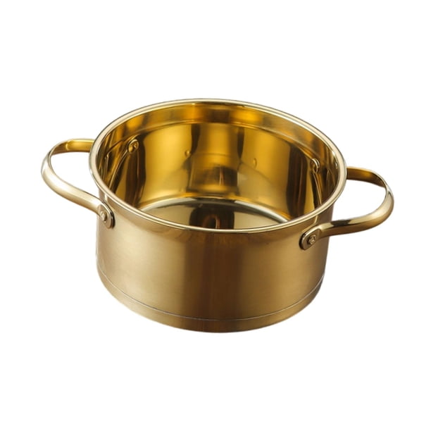Olla caliente de acero inoxidable para cocinar, olla para sopa doméstica con material Oro
