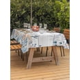 thumbnail image 3 of Outdoor Tablecloths with Umbrella Hole & Zipper, Blue Beige Coastal Rectangle Tablecloth 60x120 Inch, Beach Starfish Summer Eucalyptus Retro Waterproof Table Cloth, Patio/Pool/Picnic Table Covers, 3 of 8