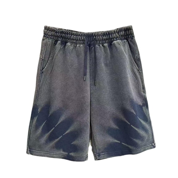 Stamzod Men's Athletic Shorts with Pockets Elastic Waist Cotton Gym Workout Shorts for Men Navy C L