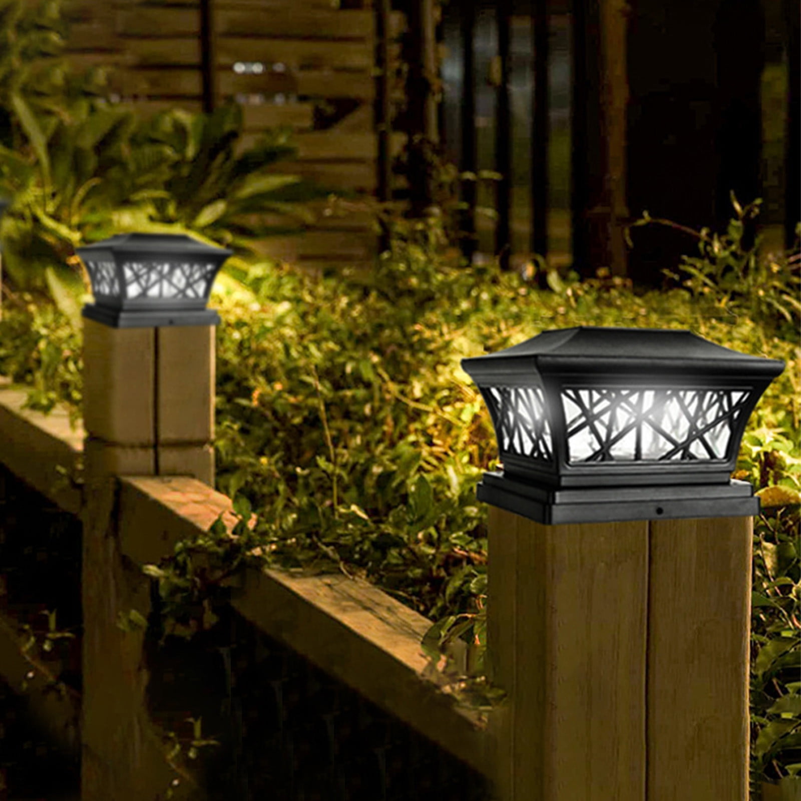 BCZHQQ Solar Post Cap Lights,Outdoor Post Light for White/Green 4x6 Vinyl Fence Deck-Waterproof Warm White