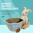 thumbnail image 3 of CIMAXIC Ceramic Desktop Storage Plate Rabbit Statue Ceramic Tray for Keys Jewelries Phone,8.07"X5.51"X4.72", 3 of 5