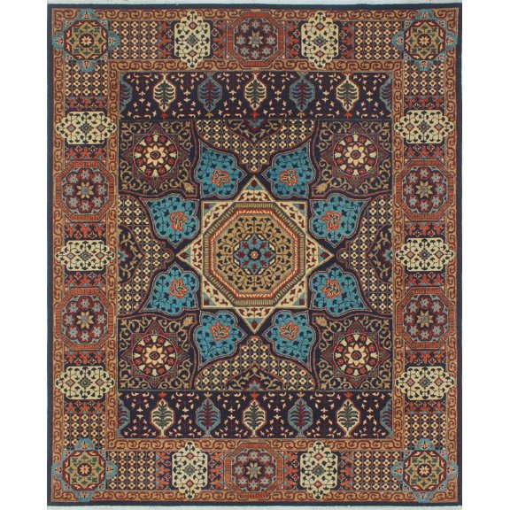 Aria Coopersmith Blue/Gold Rug, 7'9" x 9'8"