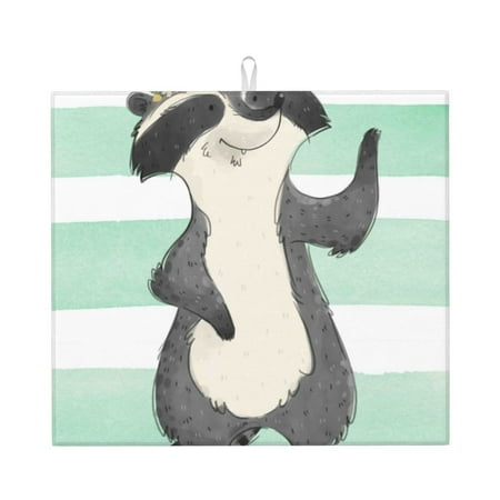 

Honeii Cute Raccoon for Dish Drying Mat for Kitchen Counter Non-slip Rubber Backed Hide Stain Kitchen Super Absorbent Draining Mat Dish Rack Pad