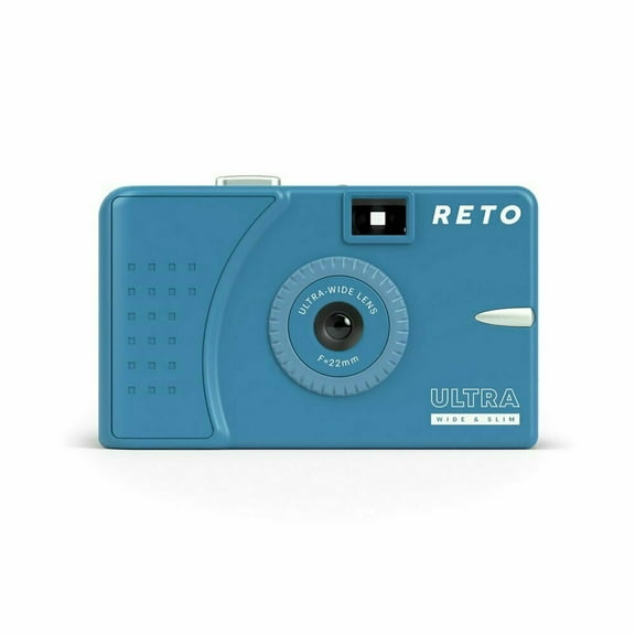 RETO Ultra Wide and Slim 35mm Reusable Daylight Film Camera - 22mm Wide Lens, Focus Free, Light Weight, Easy to Use (Murky Blue)