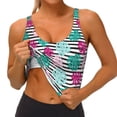 thumbnail image 3 of Gukieu Tropical Leaves Print Women's Sports Vest, Low-neck U-shaped Removable Pad Sports Bra for Yoga, Exercise, Dance-X-Large, 3 of 8