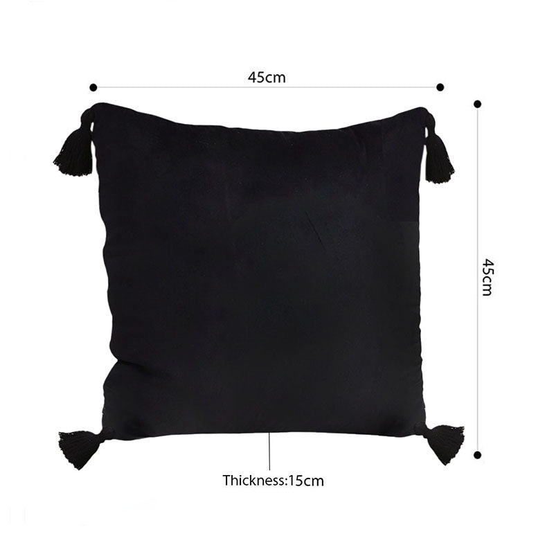 SOGA 45cm Black Vintage Butterfly Throw Pillow – Tassel Accent Velvet Square Decorative Cushion for Couch, Bed, Sofa, and Home Decor