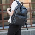 thumbnail image 2 of Men's Leather Rivet Backpack Laptop Backpack Large Capacity Travel Backpack Student Schoolbag, 2 of 5