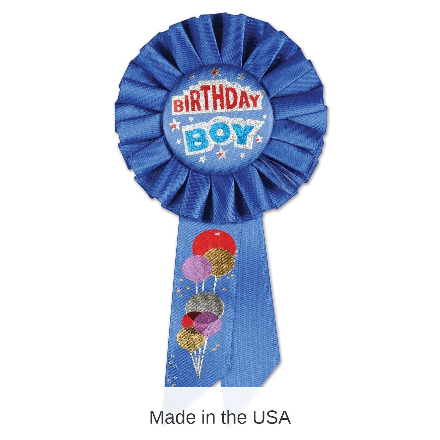 Pack of 6 Royal Blue Birthday Boy Party Celebration Rosette Ribbons 6.5"