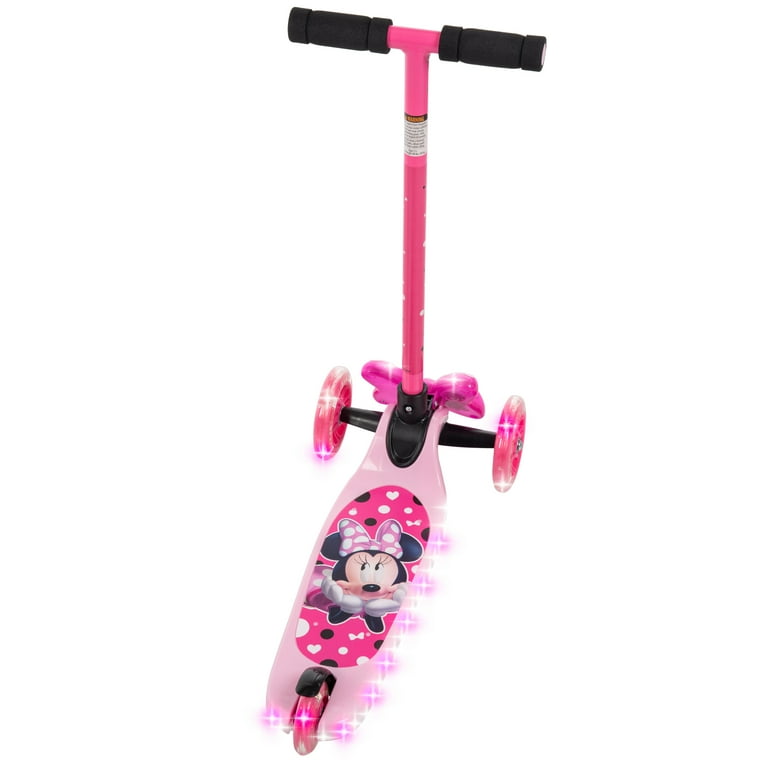Disney Minnie 3 Wheel Lights and Sounds Tilt n Turn Scooter for Girls ages 3 years Pink by Huffy