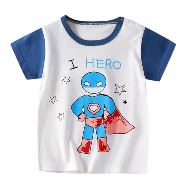 Gibobby Playera Termica Para Niños Niños niños pequeños bebés niños niñas lindos animales de dibujos animados blusa de manga corta Top camiseta trajes ropa(Blanco, 18-24 Meses)