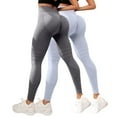 thumbnail image 5 of Women's Textured Hip Lifting Fitness Pants with Tummy Control, High Waisted Peach Booty Yoga Pants 2PC Set, Seamless Workout Leggings for Gym, Running and Daily Training Silver XL, 5 of 5