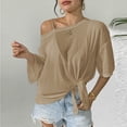 thumbnail image 4 of Abomasnow Women's Sheer Mesh See Through T Shirt 3/4 Length Sleeve Off Shoulder Tops Casual Beach Vocation Shirts, 4 of 9