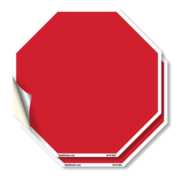 Blank Sign Red Background (2 Pack) 6 inch X 6 inch Octagon Vinyl Label Decal Sticker Weather Resistant, UV Protected for Workplace, Private Property, and Construction Site, Made in the