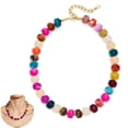 thumbnail image 5 of Mothers Day Gifts for Women, Resin Chunky Beaded Necklace, Minimalist Modern Boho Statement Necklace, Lightweight Adjustable Fashion Jewelry Accessories for Birthday Holiday Gift, 5 of 5