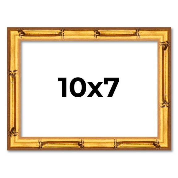 10x7 Frame Gold Bamboo Solid Wood Picture Frame | 1 Inch Moulding Width | Interior Frame Depth 0.75