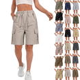 thumbnail image 2 of Summer Cargo Shorts for Women Bermuda Quick Dry High Waisted Drawstring Knee Length Plus Size Ladies Hiking Shorts with Pockets, 2 of 6