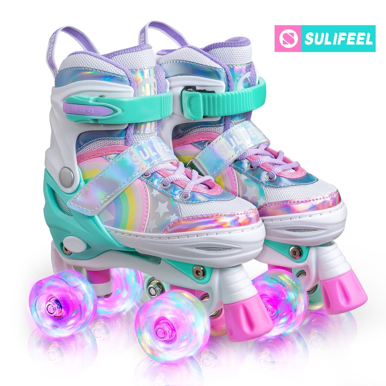 4 Size Adjustable Toddler Roller Skates~7 Roller Skates for Girls Boys and Kids 
