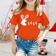 thumbnail image 2 of Ruiwill Easter Girls Tops Size 6-7 Years Short Sleeve Crew Neck Bunny Print Summer Fashion Easter Girls Tees Orange, 2 of 4
