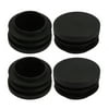 4pcs 35mm Dia Ribbed Tube Insert Chair Leg Cap Round Black Plastic Tubing Plug