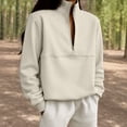 thumbnail image 6 of JFGHDG Womens Quarter Zip Oversized Sweatshirts Fleece Pullover Mock Neck Sweater Fall Workout Jacket Beige XL, 6 of 8